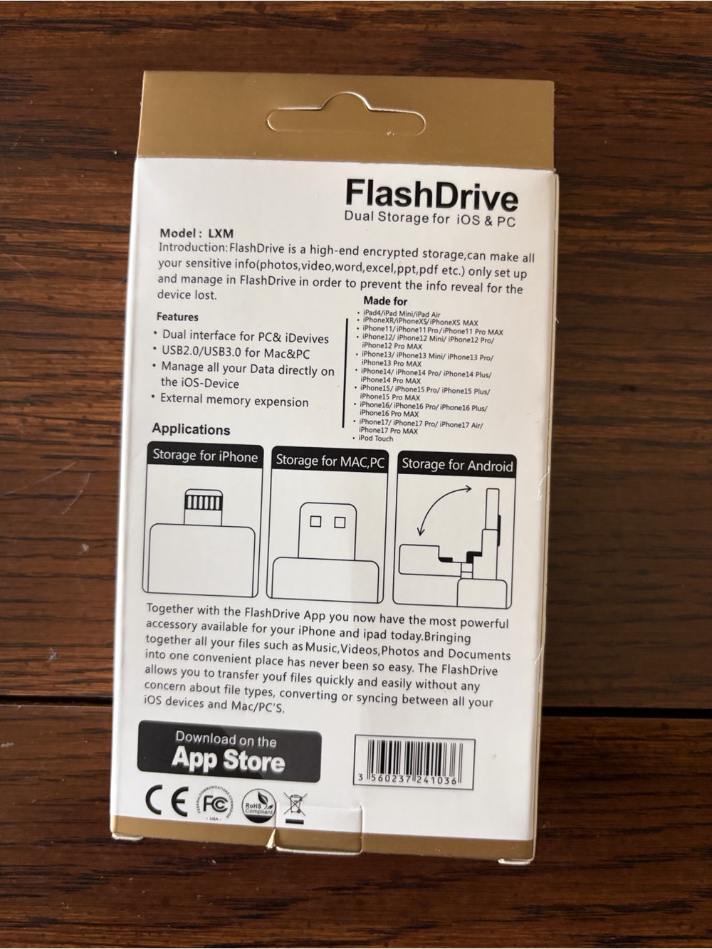 Gold FlashDrive Dual Storage for iOS & PC - Picture 2 of 2